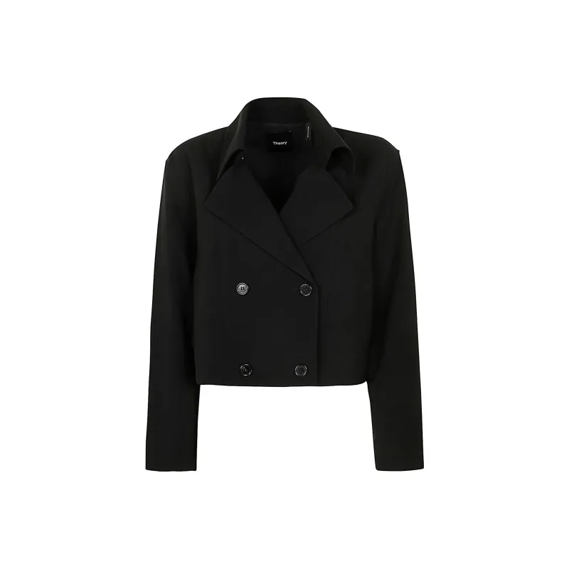 THEORY Admiral Crepe Double Breasted Crop Trench Coat-0