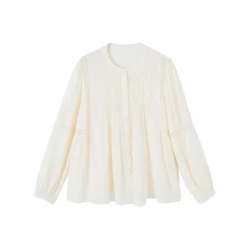 XIANGYING Long Sleeved Shirt Women's Beige