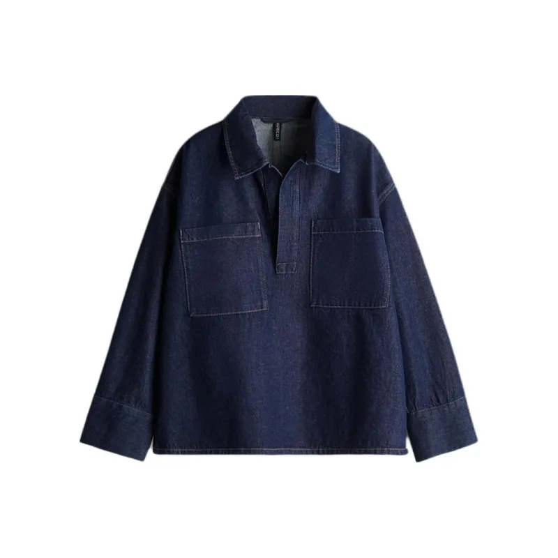 H&M Shirt Women's Dark Denim Blue-0