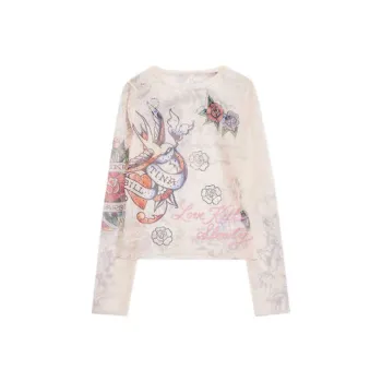 Ed Hardy T Shirt Women's Ivory White