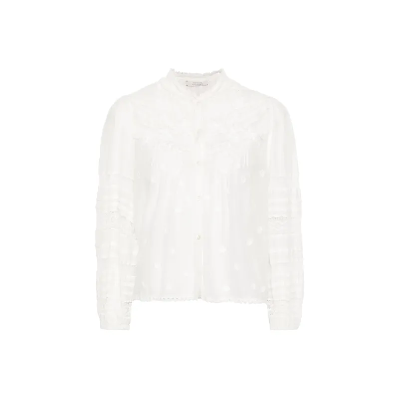 Dorothee Schumacher Lace-detailed Long-sleeved Voile Blouse-0
