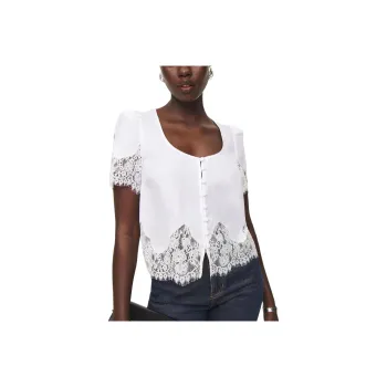 REFORMATION Josie Linen Top Shirt Women's White