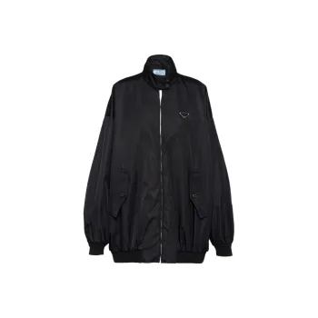 PRADA Logo Plaque Bomber Jacket Black