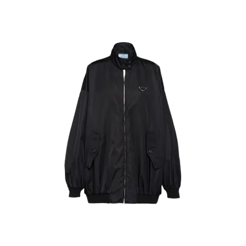 PRADA Logo Plaque Bomber Jacket Black