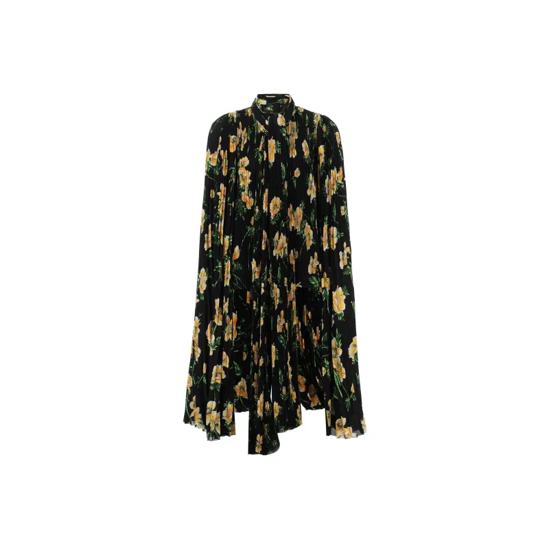 Balenciaga Floral Printed Pleated Scarf Blouse-0