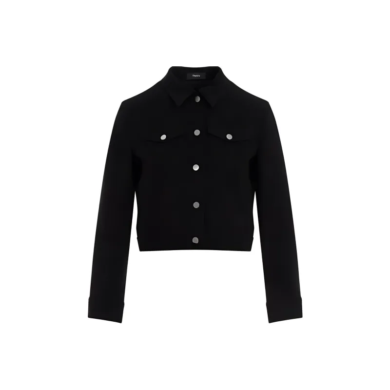 THEORY Shrunken Button Up Trucker Jacket-0