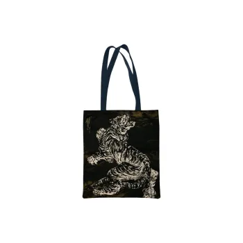 RABBITUU Canvas Bag, Shoulder Bag Small Size Unisex Tiger With Spear Holding Oystercatcher