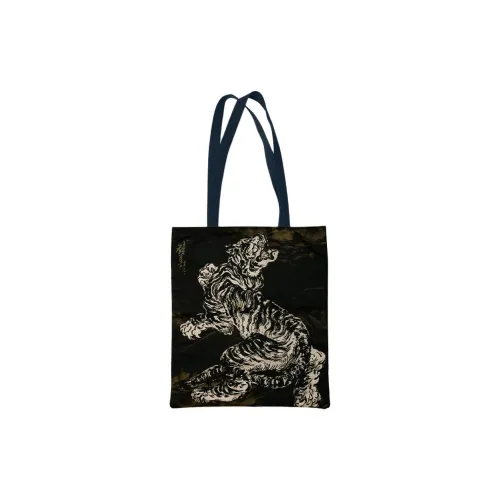 RABBITUU Canvas Bag, Shoulder Bag Small Size Unisex Tiger With Spear Holding Oystercatcher