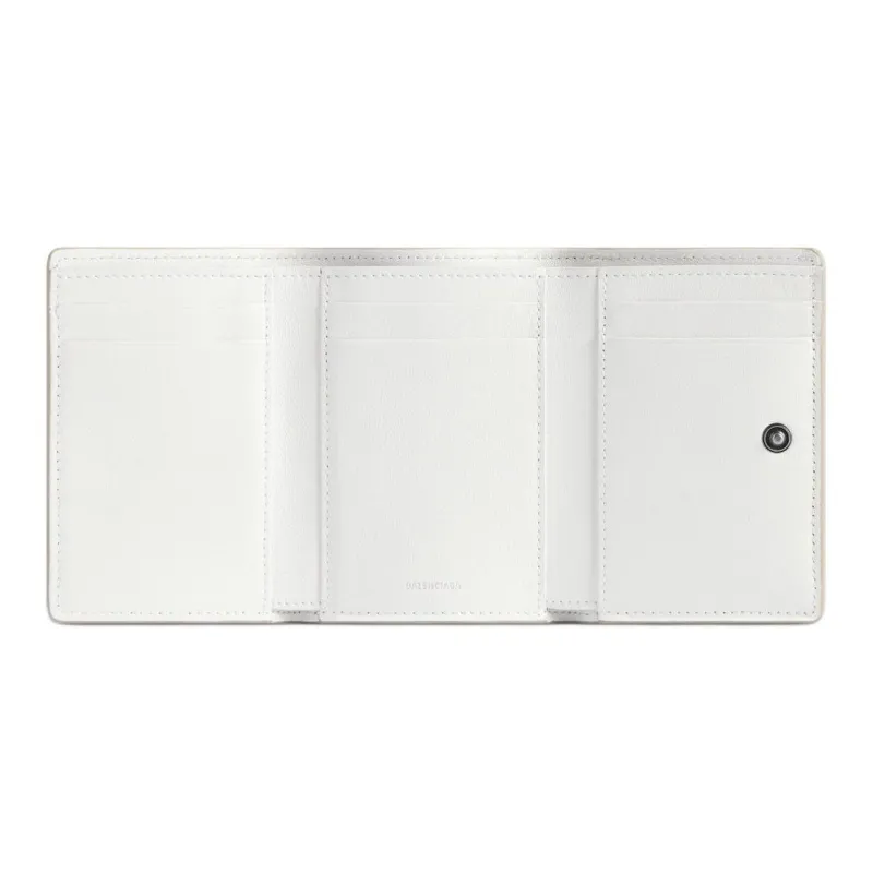 Balenciaga Smooth Calf Leather Wallet Mini Women's Beige-3