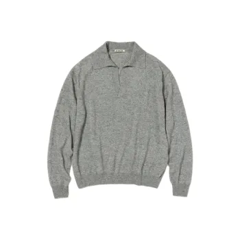 Auralee Super Fine Cashmere Silk Knit Skipper Polo 'Grey'