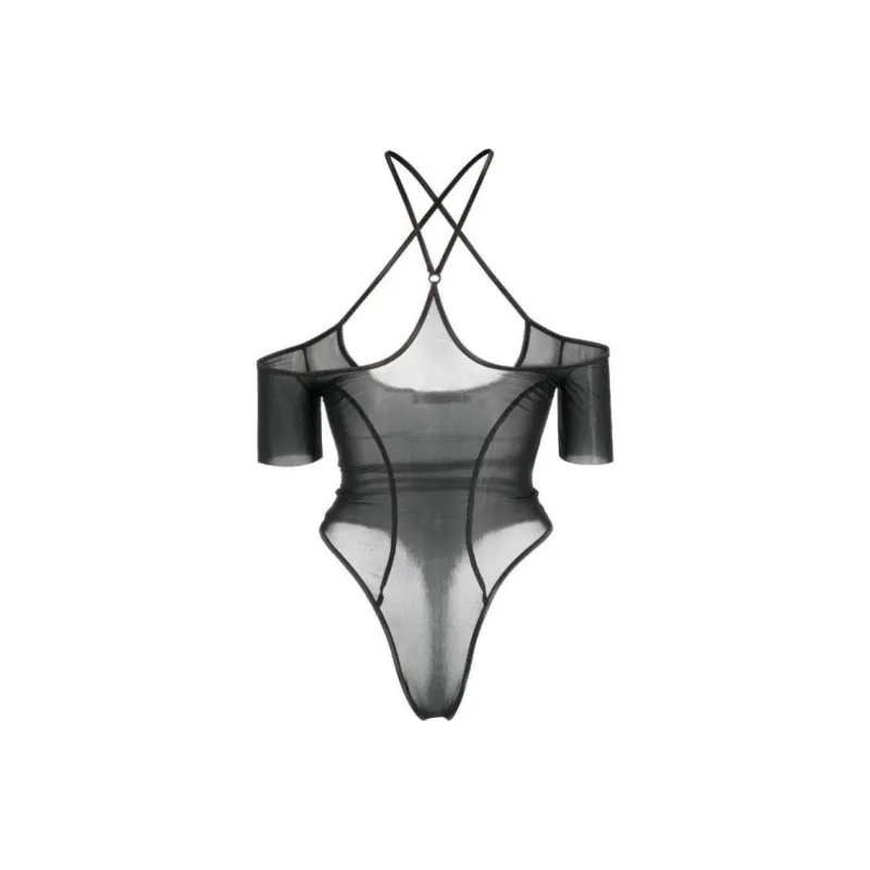 KNWLS Celest Semi sheer Halterneck Body-0