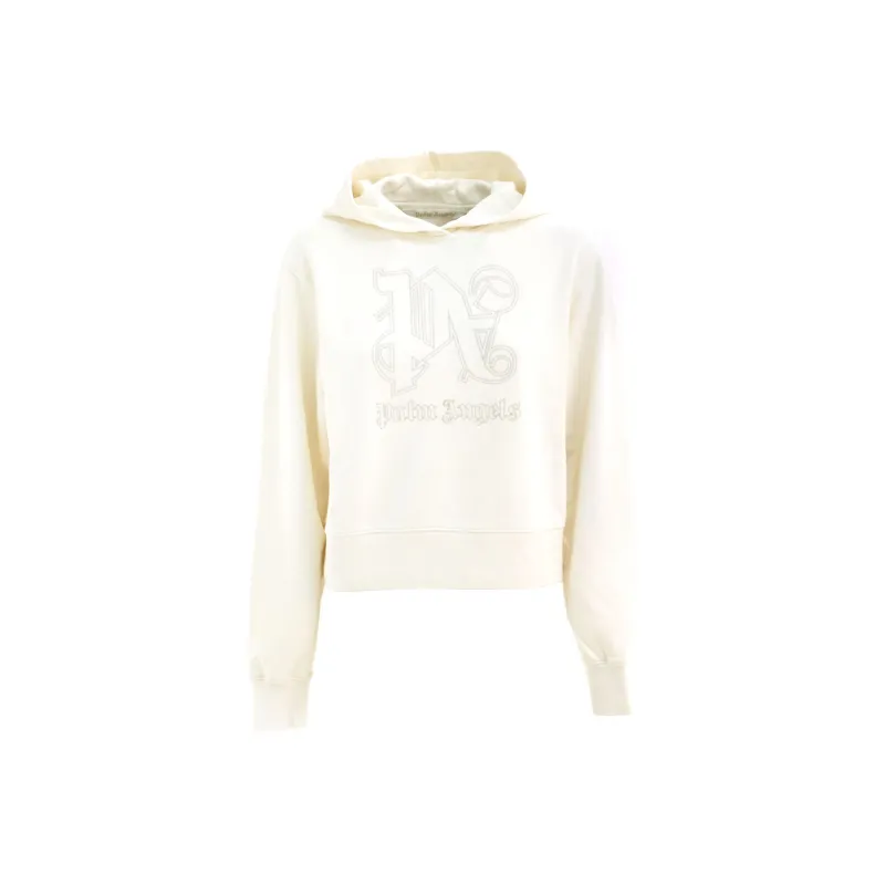 PALM ANGELS Monogram Embroidered Cropped Hoodie-0
