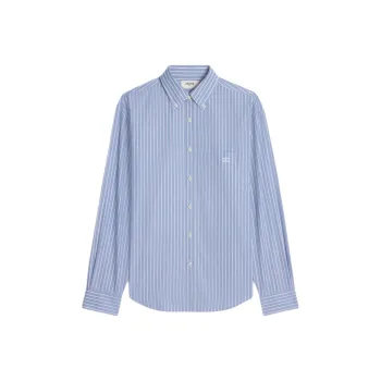 CELINE Cambridge Striped Chambray Cotton Shirt Bleu/Blanc