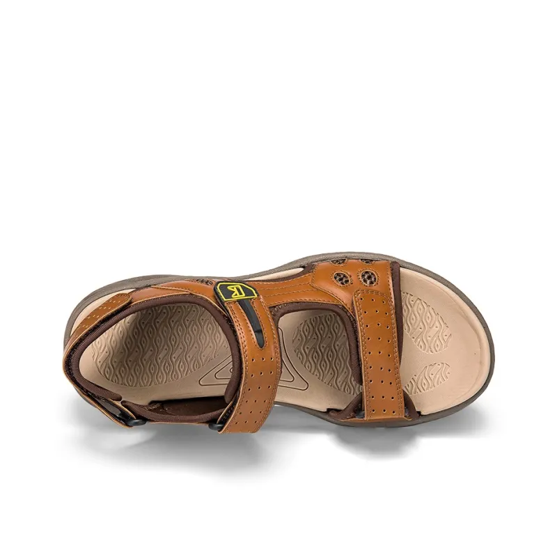 CKVUSAMG Beach Sandals Men Light Brown/Dark Brown-2