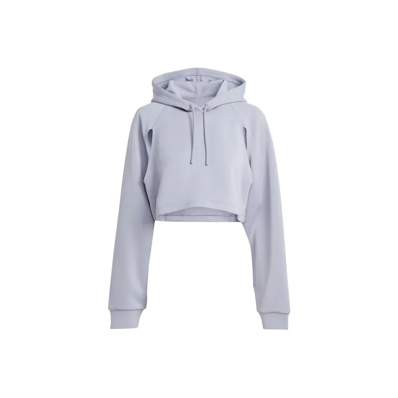 Adidas Hiit Aeroready Crop Training Hoodie Sweatshirt Women's Silver Purple-0