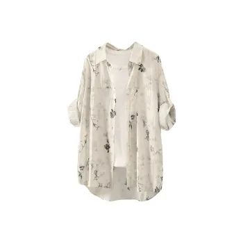 TOUCH Shirt Women's Black Gray Ink Flower