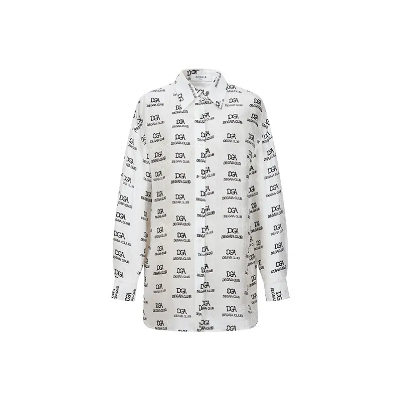 DEGAIA SS25 Shirt Women's Raw White Letter Includes Tie-0