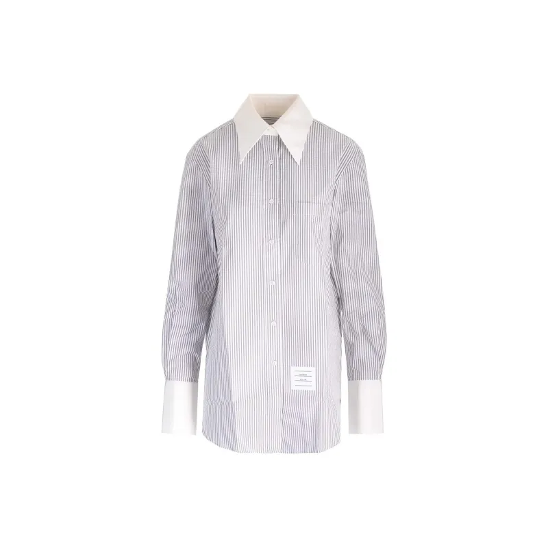 THOM BROWNE Seersucker Striped Shirt-0