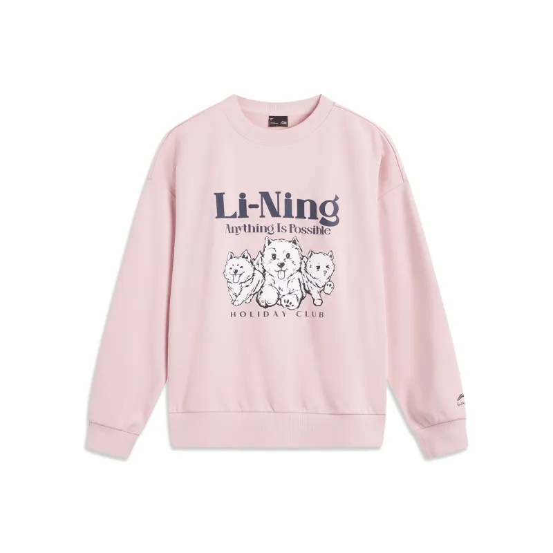 LiNing Sports Life Collection Sweatshirt Women's Light Crimson Pink-0