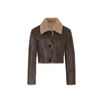 NOT YOUR ROSE FW24 Short Reversible Leather Mustang Jackets Coats Women's BROWN/Brown