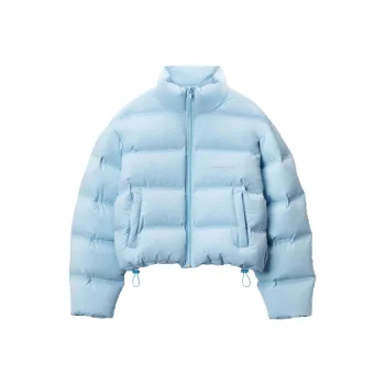 Alexander Wang Jacquard Channel Cropped Reflective Logo Puffer Oxford Blue