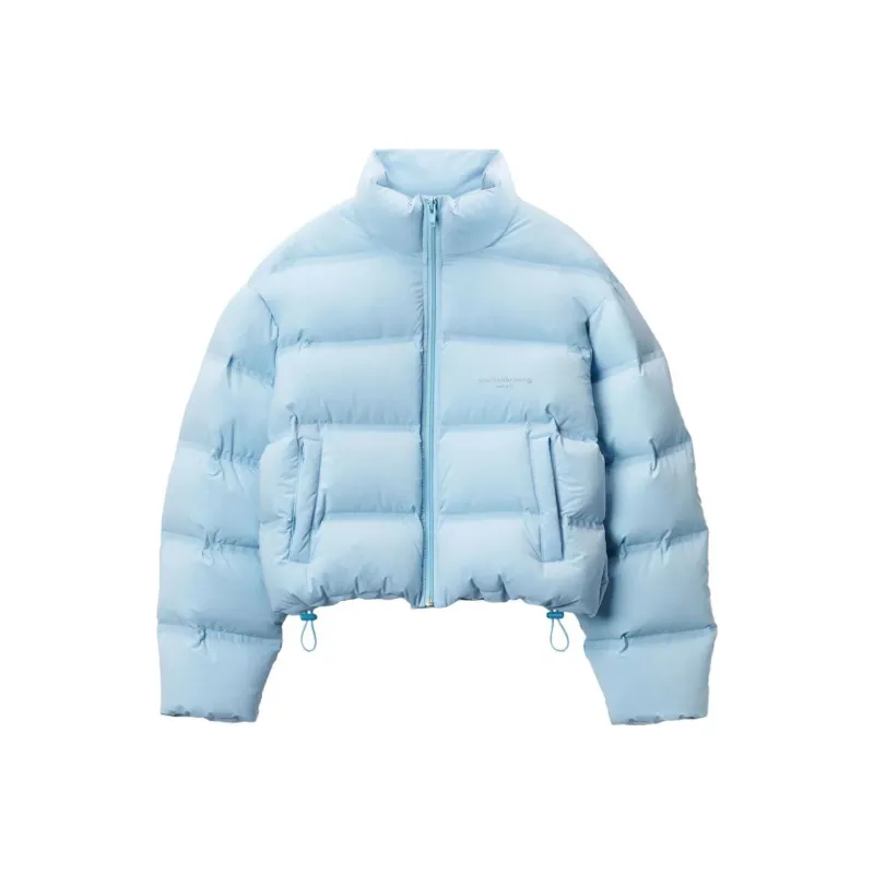 Alexander Wang Jacquard Channel Cropped Reflective Logo Puffer Oxford Blue-0