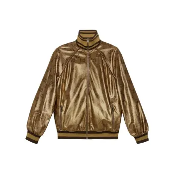 GUCCI Maxi Gg Sparkling Jersey Zip Jacket 'Camel Gold/Multicolor'