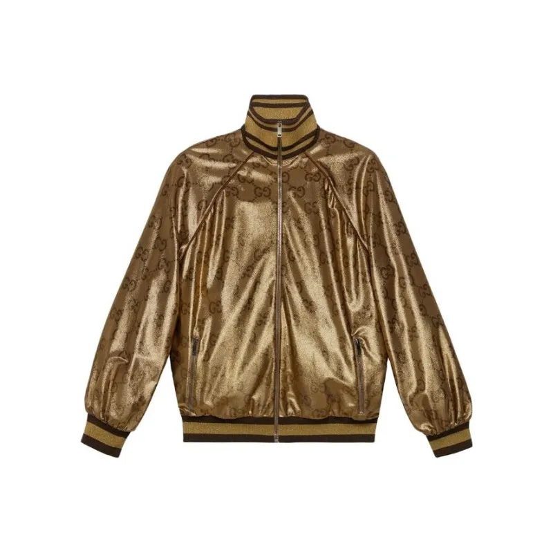 GUCCI Maxi Gg Sparkling Jersey Zip Jacket 'Camel Gold/Multicolor'-0