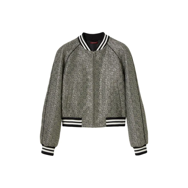 GUCCI Embroidered Tweed Bomber Jacket-0