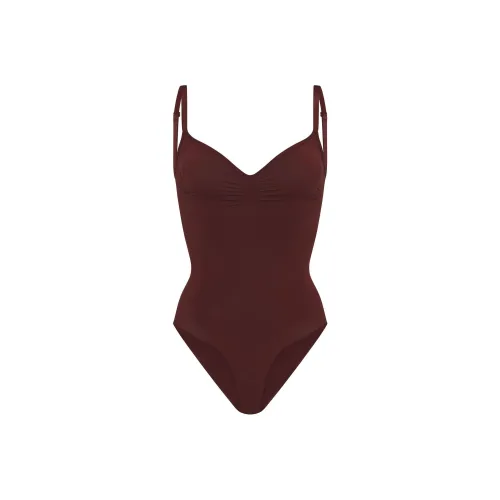 SKIMS Holiday Collection FW24 SEAMLESS SCULPT BRIEF BODYSUIT Bodysuits Women's OXBLOOD/Ox Blood Color