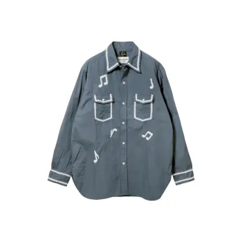 Needles Nomarhythm Textile Collaboration Shirts Unisex Blue Gray