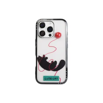 Wei Xin Acrylic Material 3D Effect Pom Black Cat Phone Cases Compatible With IPhone 16/15 Pro Max/Apple 13/14 Pro/Max