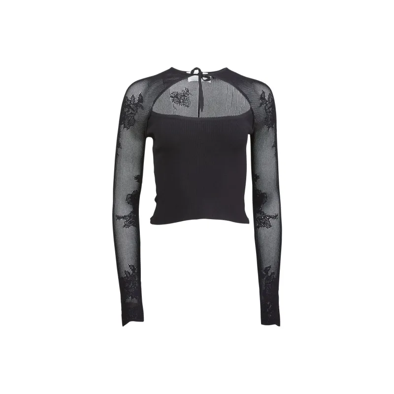 Fleur Du Mal Pointelle knit Decollette Top-0