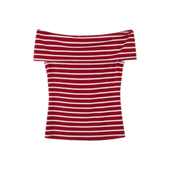 HDFULERN T Shirt Women's Red Stripes