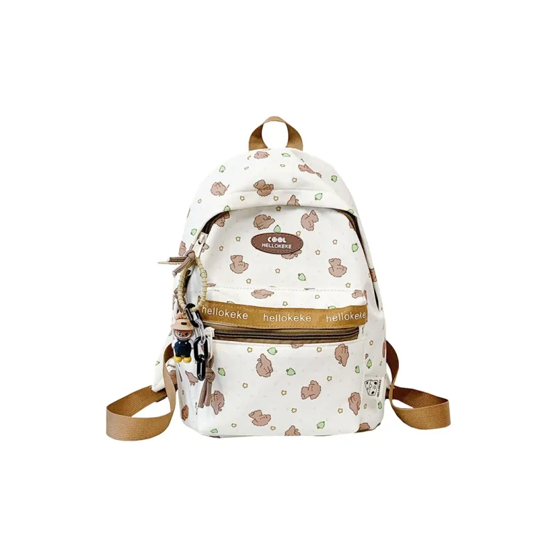 Yalu Nylon Backpack Regular Unisex White & Blue/Ecru/Khaki/Blue/Brown-18