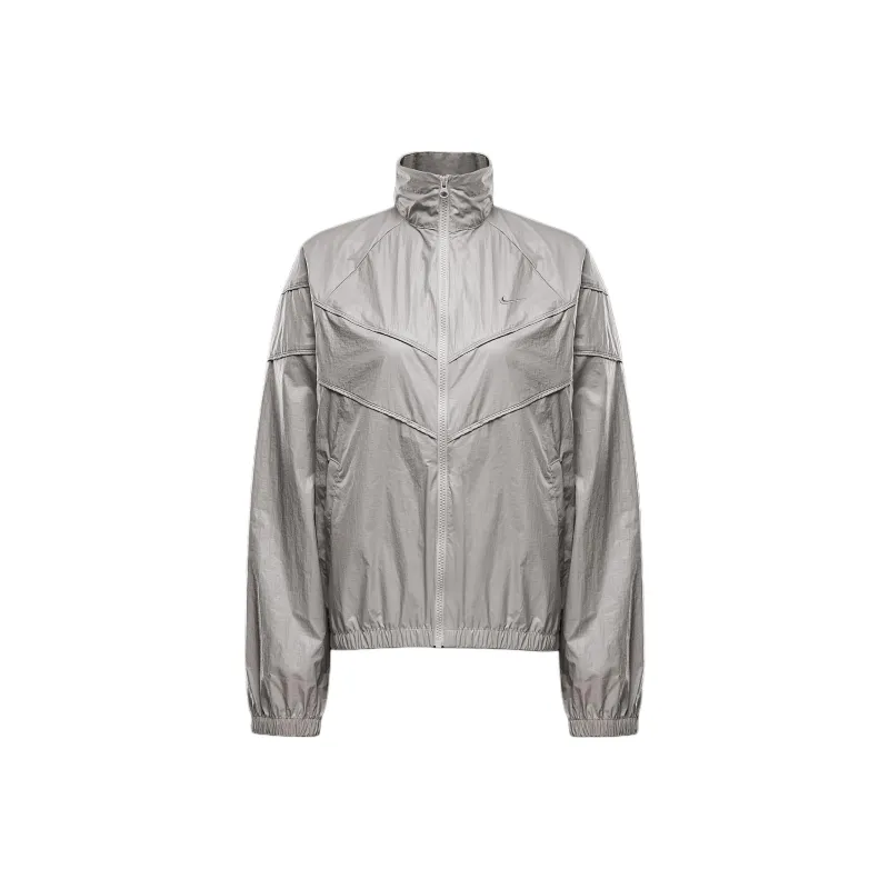Nike Windrunner Jackets Coats Women's Light Iron Ore/Flat White Aluminum-0
