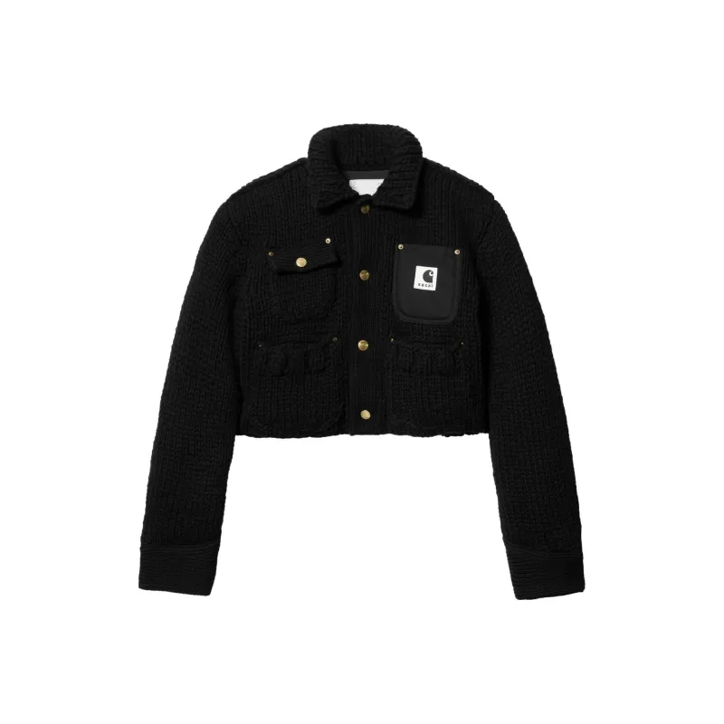 Sacai X Carhartt Wip Women's Knit Michigan Jacket Black-0
