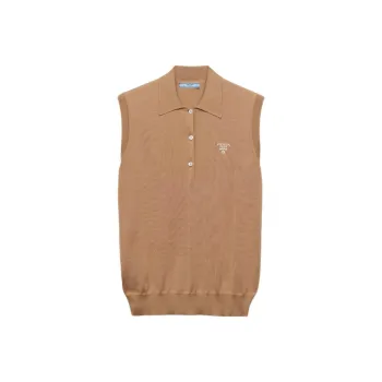 PRADA SS24 Polo Shirt Women's Camel Brown