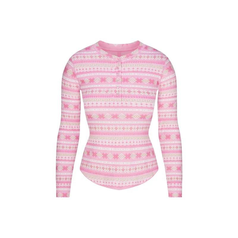 Skims T Shirts Women's BUBBLE GUM SIENNA FAIR ISL/Bubble Gum Fair Island-0