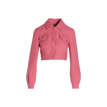 MOSCHINO Tweed Long Sleeved Cropped Jacket