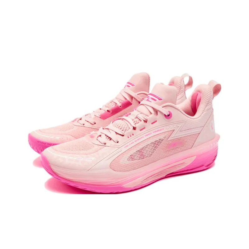 QIAODAN FE3.0 Leopard Cushioning Grip Anti Twist Breathable Slip Resistant Low Top Basketball Shoes Men's Pink-2
