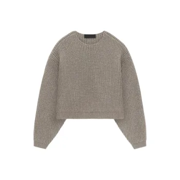 Fear Of God Essentials Women's Heavy Waffle Cropped Sweater Heather Gray