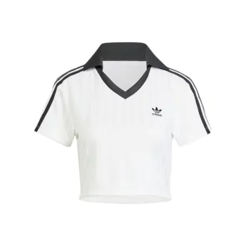 Adidas Originals Adicolor Football Jacquard V Neck Crop Polo Shirt