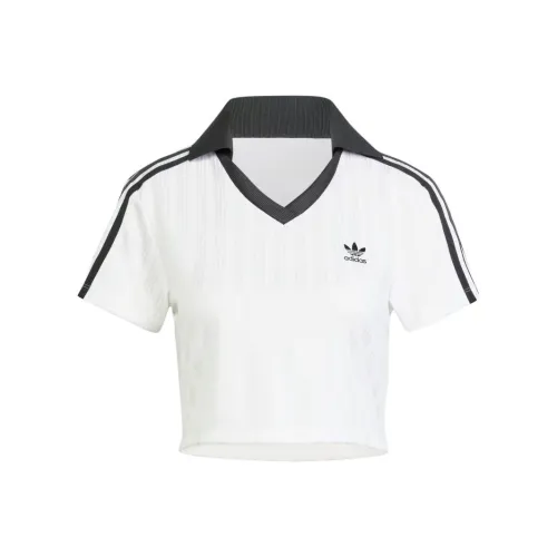 Adidas Originals Adicolor Football Jacquard V Neck Crop Polo Shirt