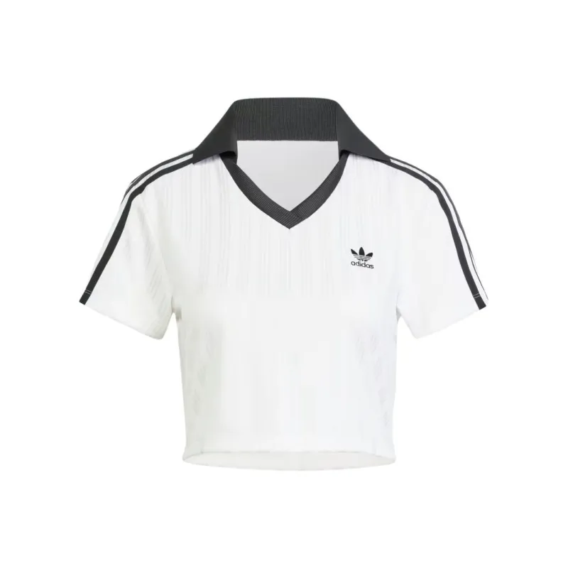 Adidas Originals Adicolor Football Jacquard V Neck Crop Polo Shirt-0