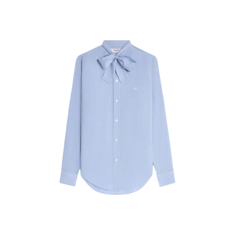 CELINE Romy Lavallière Shirt In Striped Silk-0