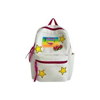 URBAN FOREST Nylon Backpack Unisex White/Black/Yellow/Blue/Pink
