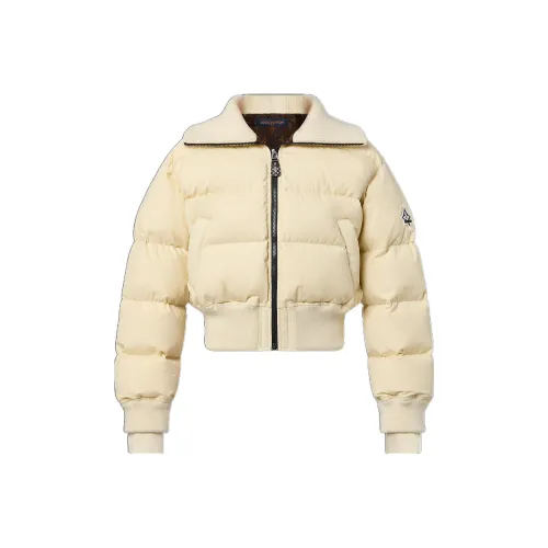 LOUIS VUITTON Solid Color Lapel Cropped Down Jacket Women's Beige