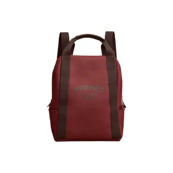 HERMES Groom Polyamide With Cotton Backpack Unisex Hermès Red With Chocolate