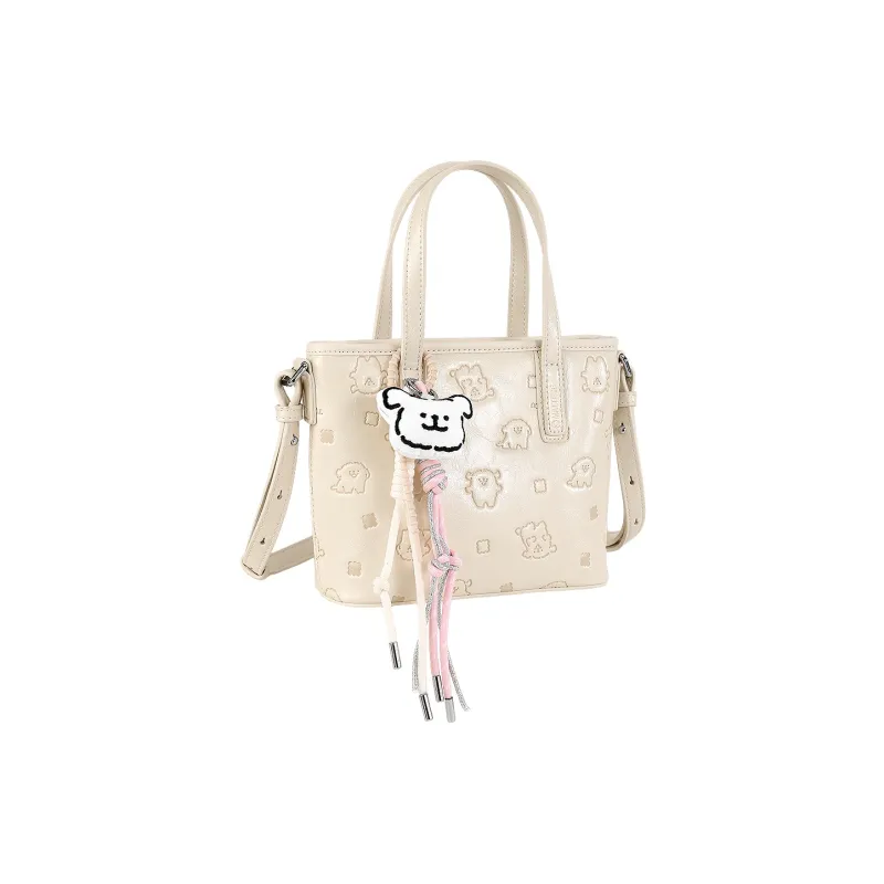 TOUTOU Maltese Collaboration Synthetic Leather Handbag Women's Cream White-3